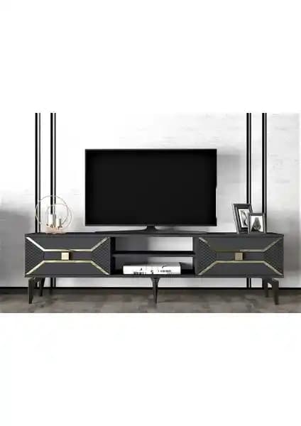 Demonte Dekor Yumedi TV Sehpası 2 Raflı 2 Kapaklı Modern Tasarım ve Dayanıklı Malzeme ile