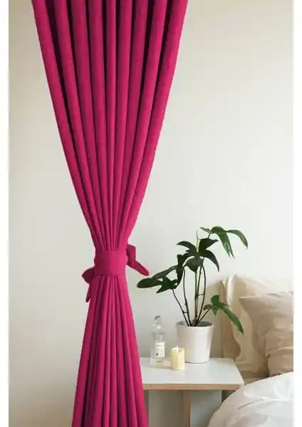 Devor Kadife Görünümlü Kalın Fuşya Fon Perde Şık ve Kullanışlı Modern İç Mekan Dekorasyonu