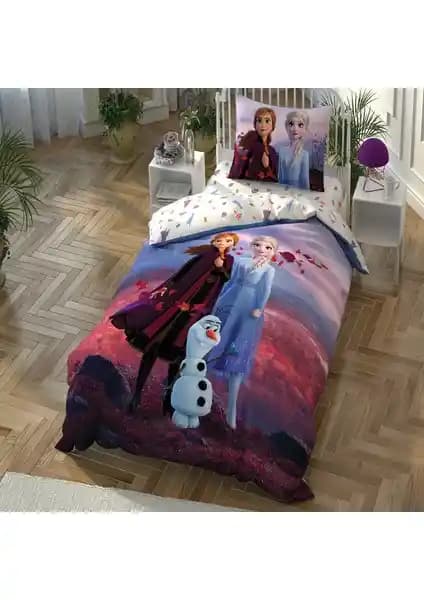 Disney Frozen 2 Elsa ve Anna Tek Kişilik Nevresim Takımı Çocuklar İçin Renkli ve Kaliteli