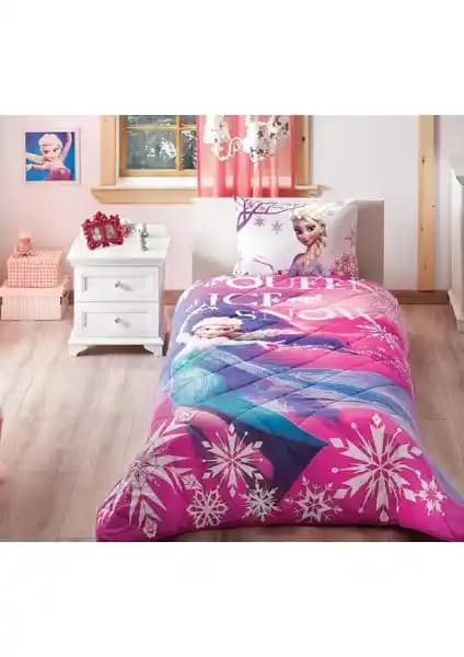 Disney Frozen Elsa Tek Kişilik Yatak Ortüsü Çocuk Odası Dekorasyonu İçin Uygun