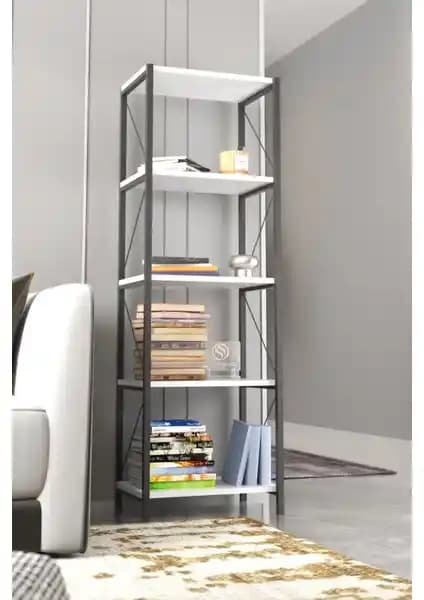 Dizayn Motion 5 Raf 150cm Dar Dekoratif Kitaplık Modern ve Çok Amaçlı Tasarım