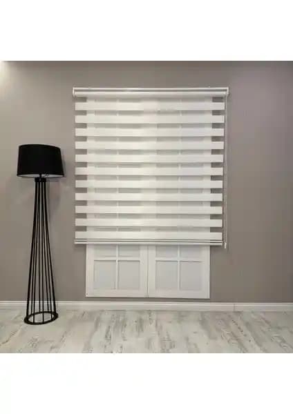 Donatti Bambu Zebra Stor Güneşlik Perde Beyaz Modern ve Dayanıklı İç Mekan Dekorasyonu