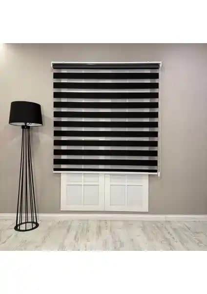Donatti Bambu Zebra Stor Güneşlik Perde Siyah Modern İç Mekan Dekorasyonu İçin