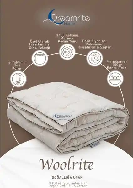 Dreamrite Home Woolrite Yün Yorgan: Sağlıklı ve Konforlu Uyku İçin Doğal Seçenek