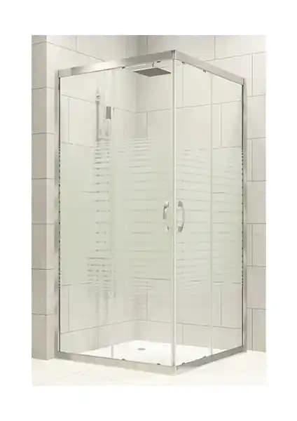 Durul Kare Duşakabin 5 mm Çizgili Temper Cam Modern ve Dayanıklı Tasarım