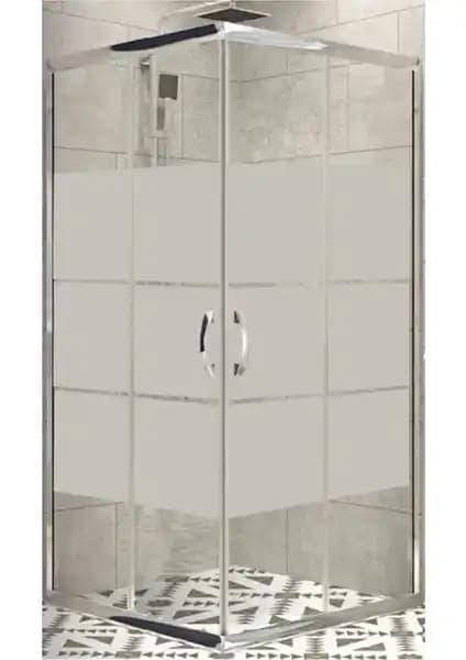Durul Kare Kumlama Desenli 5mm Temper Cam Duşakabin H:190CM Modern Banyo Tasarımı