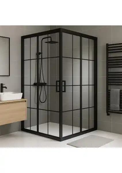 Durul Kare Siyah Çizgi 5mm H:190 Duşakabin Modern ve Şık Banyo Dekorasyonu İçin