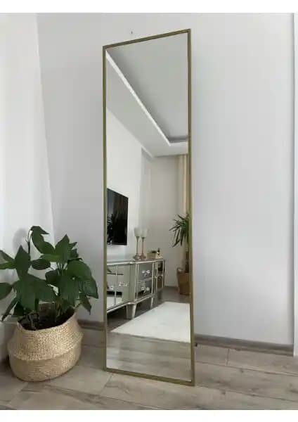 Effe Yapı Dekor Gold Metal Çerçeveli Dikdörtgen Boy Aynası - Modern ve Şık Tasarım
