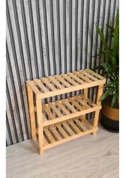 Egn Ahşap Dekoratif 3'lü Ayakkabılık: Doğal ve Şık Depolama Çözümü