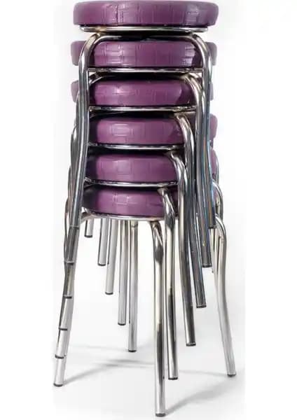 Ekip Shop Mor 6'lı Mutfak Sandalyesi Modern ve Dayanıklı Endüstriyel Tasarım