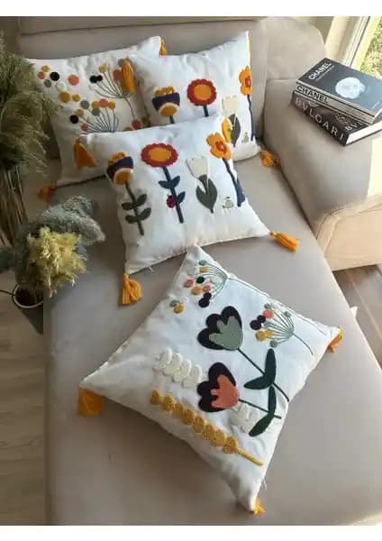 En Gözde Home Punch Nakışlı 4'lü Kırlent Kılıfı Seti Ev Dekorasyonunda Şıklık ve Dayanıklılık