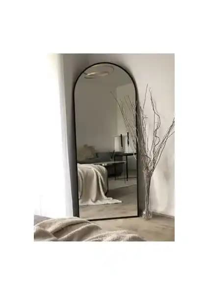 Enc Home Siyah Metal Çerçeveli Oval Ayna 180x70 cm Modern ve Şık Tasarım