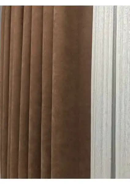 Erdoğanlar Koza Ada Fonluk Kahverengi Tek Kanat 1/3 Sık Pile Modern ve Dayanıklı Perde