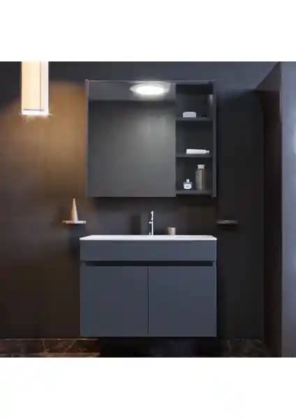 Ertekpa Galata 75 cm Antrasit Banyo Dolabı Takımı Modern ve Fonksiyonel Tasarım