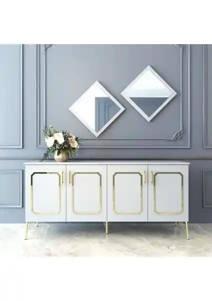 ESMOPA MOBİLYA Elite Gold Beyaz Konsol: Modern ve Şık Tasarım ile Fonksiyonellik