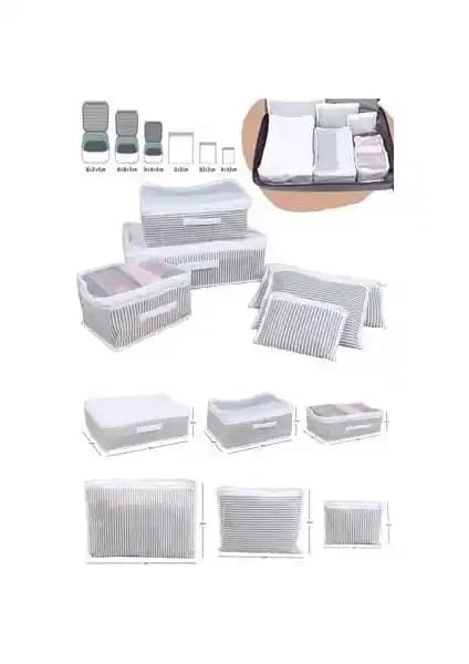 Esti 6'lı Valiz Düzenleyici Seti Çizgili Tasarımıyla Seyahatlerde Düzen ve Konfor Sağlar