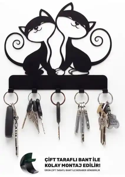 Evay Metal Dekoratif Kedi Desenli Anahtarlık Askısı Şık ve Dayanıklı Tasarım Özellikleri