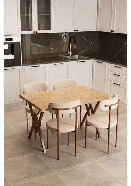 EVDEMO Trend 4 Kişilik Modern Mutfak Masa Takımı, Şık ve Dayanıklı Tasarım Özellikleri