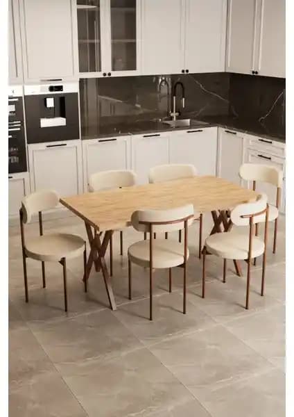 EVDEMO Trend 6 Kişilik Mutfak Masa Takımı Modern Tasarım ve Dayanıklılık Bir Arada