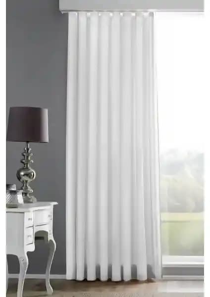 Evdepo Taç Lüx Atlas Saten Beyaz Güneşlik Perde: Şık ve Fonksiyonel Tasarım