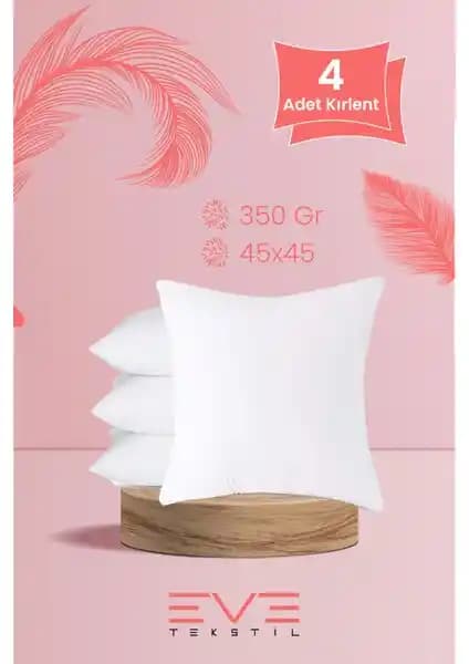 Eve Tekstil 4 Adet Silikon Elyaf Dolgulu Kare Yastık Seti 45x45 cm Modern ve Konforlu Tasarım