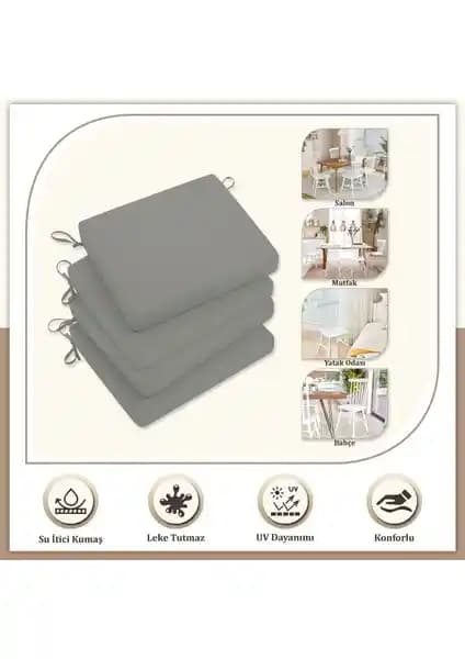 Evim Canvas 4'lü Su Geçirmez ve Leke Tutmaz Sandalye Minderleri Tasarımı ve Kullanım Özellikleri