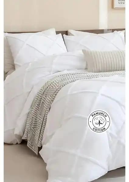 Evlen Home Collection Pamuklu Aimar Yatak Örtüsü Takımı: Şık ve Konforlu Yatak Dekorasyonu