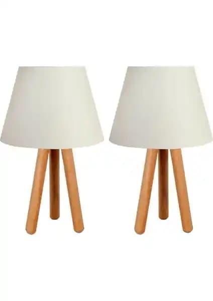 Evlight Krem Ikili Abajur Seti: Modern ve Şık Dekoratif Aydınlatma Çözümü