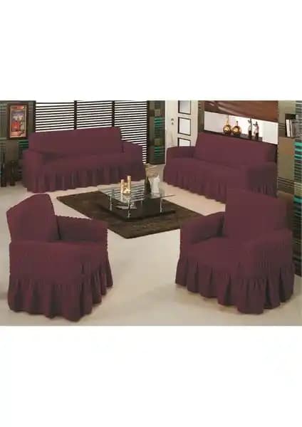 Evory Home Bürümcük Maxi Koltuk Örtüsü Takımı Bordo Renk ile Şıklık ve Koruma Sağlar