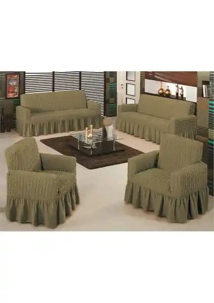 Evory Home Bürümcük Maxi Koltuk Örtüsü Takımı Kemik Renk Şık ve Koruyucu Tasarım