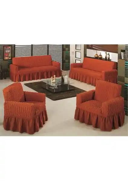 Evory Home Bürümcük Maxi Koltuk Örtüsü Takımı Kiremit Renkli Modern ve Dayanıklı Tasarım