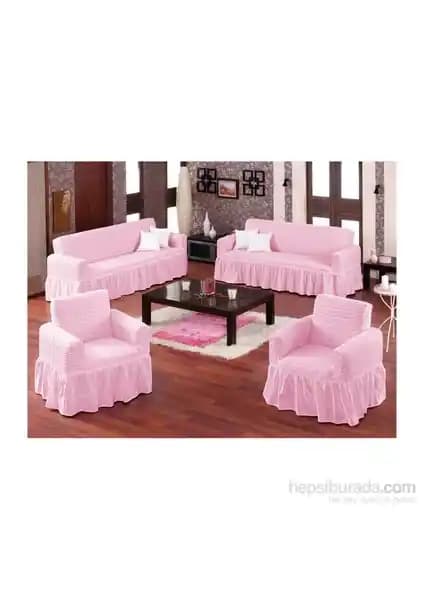 Evory Home Bürümcük Standart Pembe Koltuk Örtüsü Takımı ile Dekorasyonunuzu Yenileyin