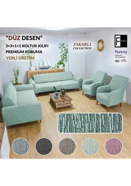 Faiend Jakarlı Düz Desen Esnek Kanepe Kılıfı ile Evinize Şıklık ve Koruma Sağlayın