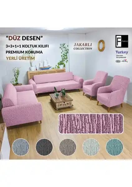 Faiend Jakarlı Düz Desen Esnek Kanepe Kılıfı: Şıklık ve Koruma Bir Arada