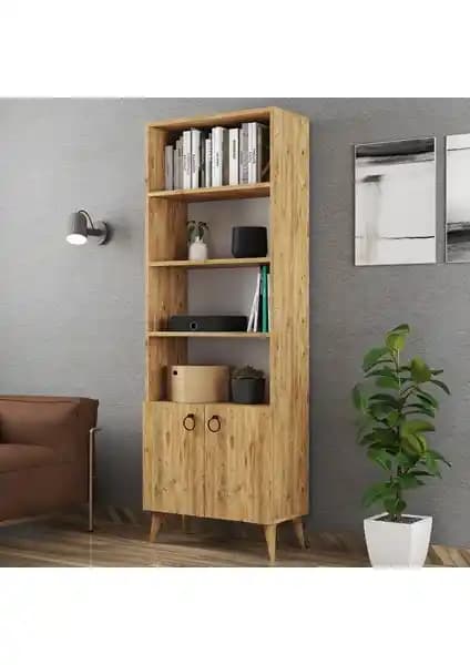 Ferniso Mobilya 2 Kapaklı Kitaplık Çam Modeli Şık ve Dayanıklı Depolama Ünitesi