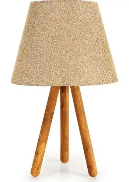 Festinhouse Luce Üç Ayaklı Ahşap Abajur Estetik ve Fonksiyonellik Sağlayan Dekoratif Aydınlatma