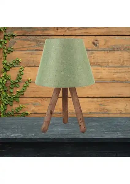 Festinhouse Luce Üç Ayaklı Ahşap Abajur Yeşil Modern ve Şık İç Mekan Aydınlatma Çözümü