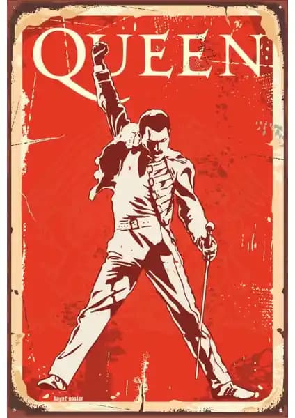 Freddie Mercury Temalı Retro Vintage Ahşap Poster | Müzik ve Sanat Dekorasyonu