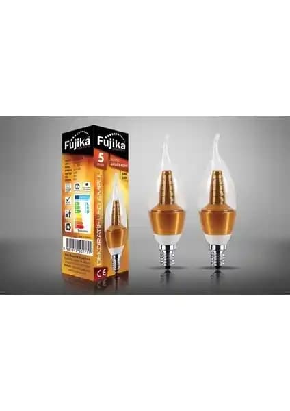 Fujika 5W Buji Mum Ampul Sarı Gövde Yüksek Parlaklık ve Enerji Verimliliği