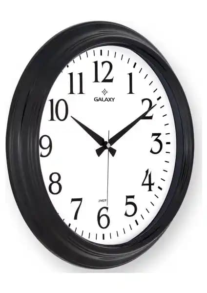 Galaxy 1962-K Premium Büyük Ofis Siyah Duvar Saati 46 cm Çapında Şık ve Sessiz Tasarım