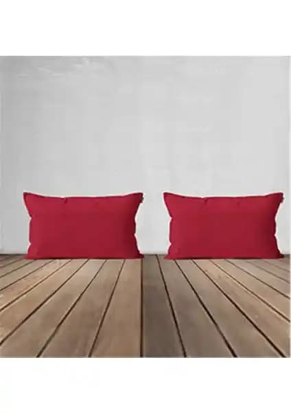 Goccia 2'li Kadife Dokulu Kırlent Kılıfı Kırmızı - Şık ve Dayanıklı Dekoratif Öğe