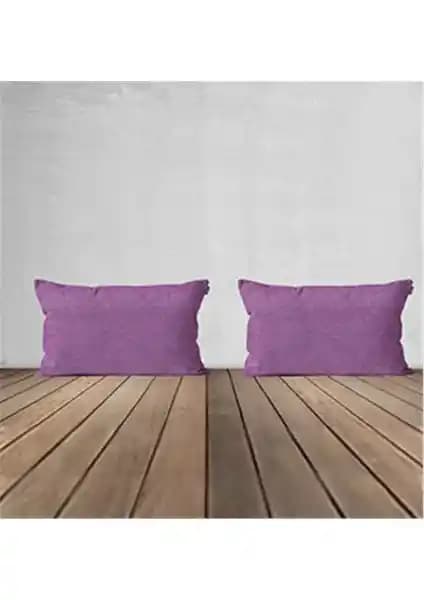 Goccia 2'li Kadife Dokulu Mor Kırlent Kılıfı Şık ve Dayanıklı Modern Dekorasyon Ürünü
