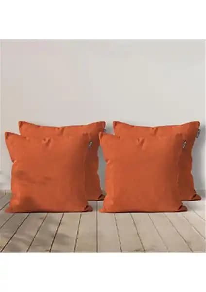 Goccia 4'lü Kadife Dokulu Kırlent Kılıfı Kiremit Rengi Estetik ve Dayanıklı Tasarım