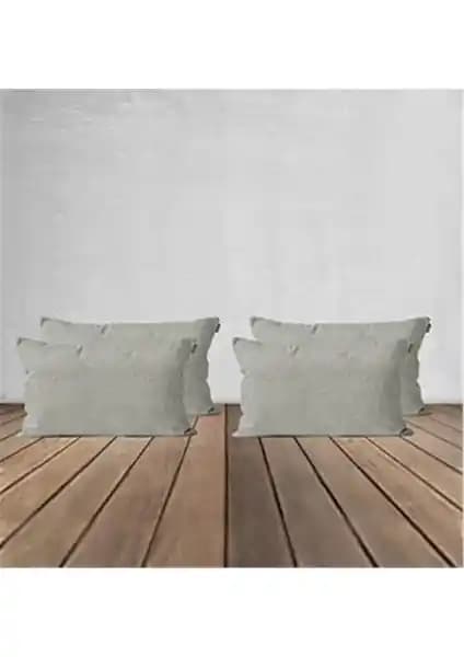 Goccia 4'lü Kadife Dokulu Kırlent Kılıfı Taş Renk Modern ve Dayanıklı Tasarım