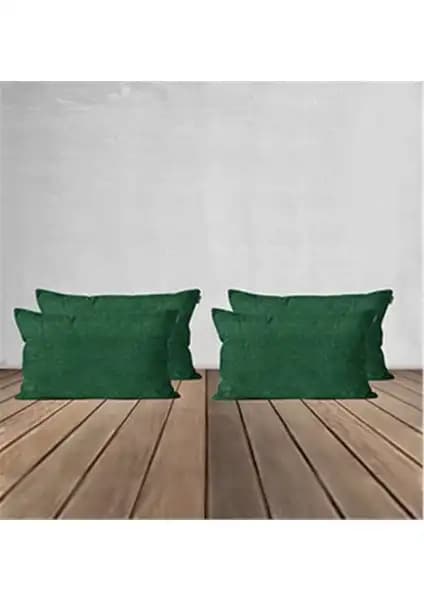Goccia 4'lü Kadife Dokulu Kırlent Kılıfı Yeşil Modern ve Şık Ev Dekorasyonu İçin