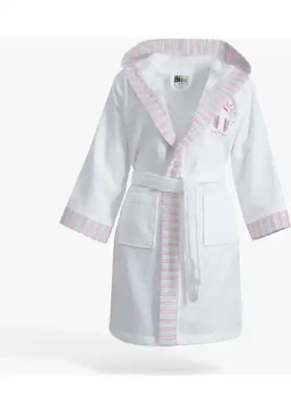 Green Black Relax Kız Çocuk Bornoz Beyaz Doğal Pamuk ve Yüksek Kalite Standartlarıyla