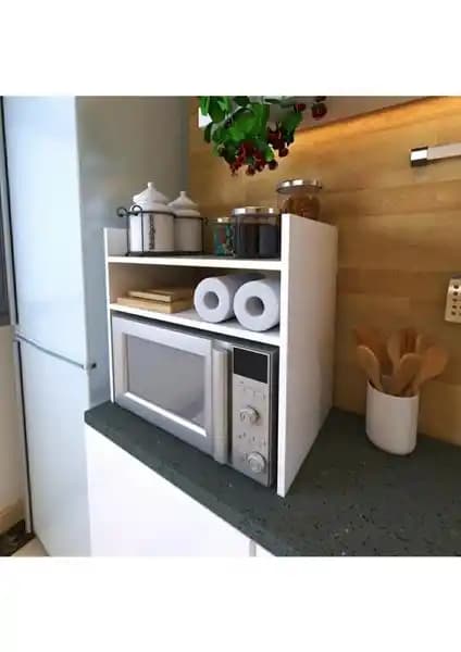 Gülbay Mobilya Ezgah Üstü Fırın Mikrodalga Mutfak Rafı Modern ve Çok Amaçlı Tasarım