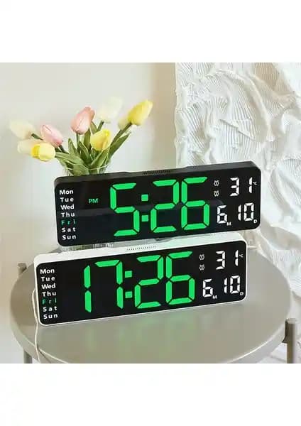 Gürleşmiş Büyük Dijital Duvar Saati: Modern Tasarım ve Çok Fonksiyonlu Kullanım İmkanı