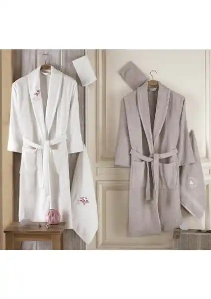 Güvenal 'Pamuxu' 8 Parça Pamuklu Bornoz Seti: Konfor ve Şıklığın Bir Arada Sunumu