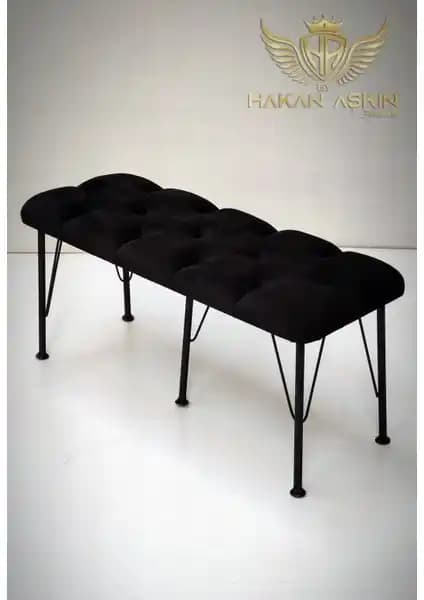 Hakan Aşkın Metal Ayaklı Siyah Babyface Puf & Bench Modern ve Dayanıklı Tasarım